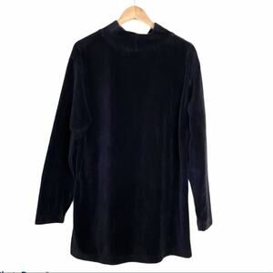 Take Nine black rib knit mock neck pullover cozy soft velvet tunic top lounge XL